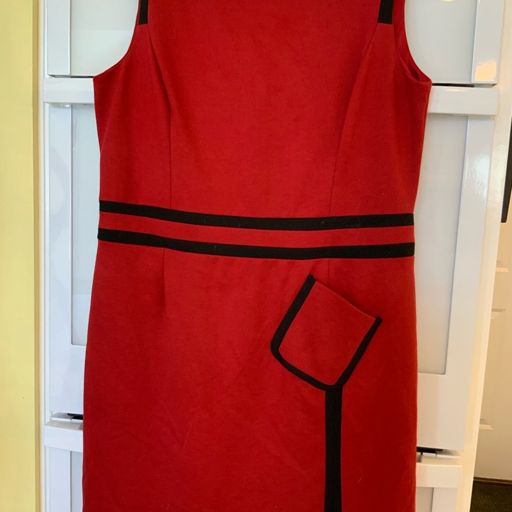 Elegant Jones Wear Red Dress with Black Accents